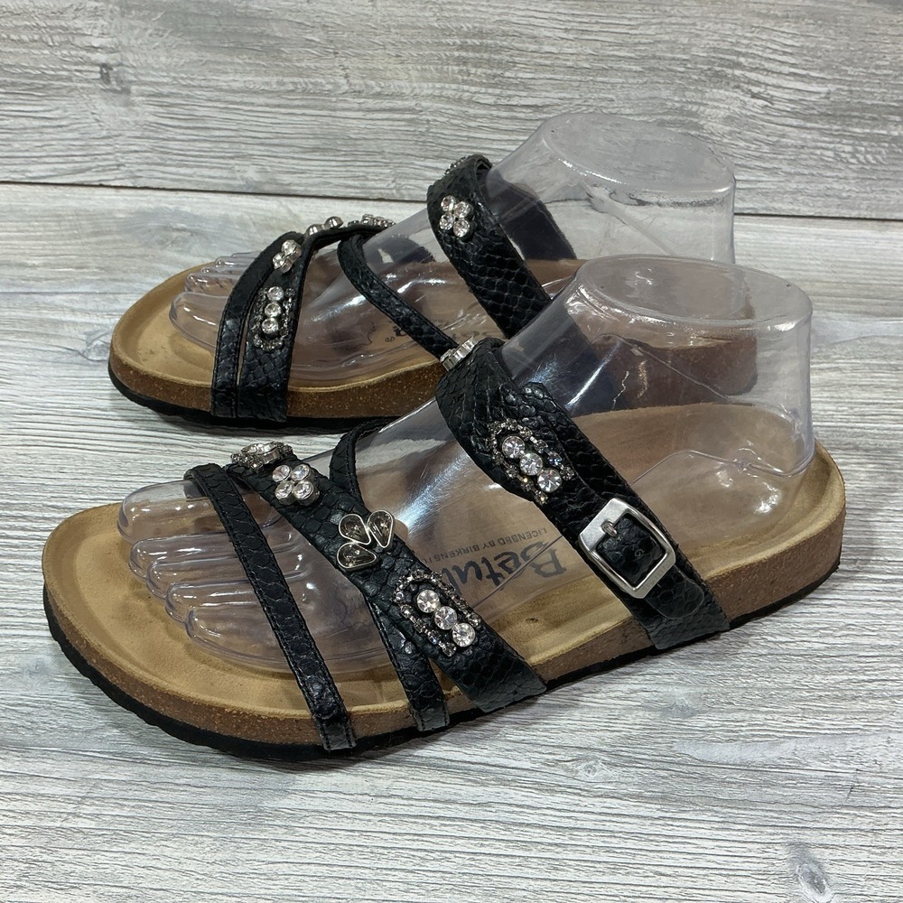 Birkenstock Betula Sandals Slides Black Leather Bedazzled Women's Size 38-7 N US - Picture 3 of 12
